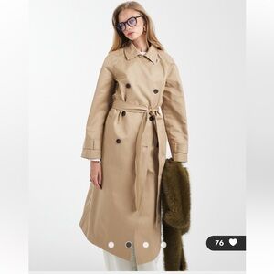 ASOS long Line Tan  water Repellent Trench Coat Size 8